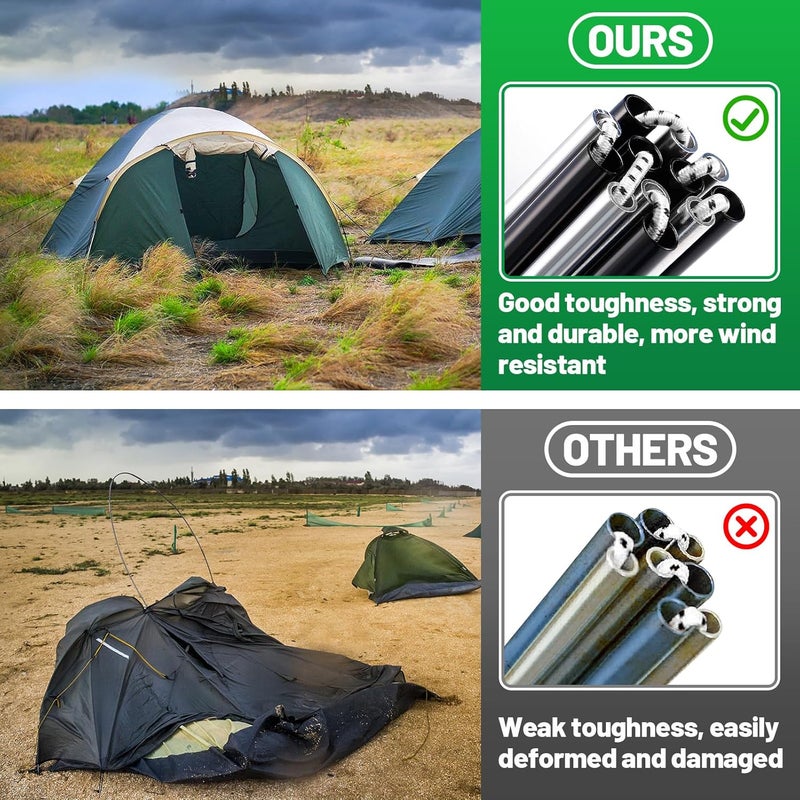 Acostop Aluminum Tent Poles Replacement - Pre-Assembled Tent Poles Stakes, Fits Both Female and Male Ends - Lightweight Tent Pole Repair Kit for Hiking Camping Backpacking Tent, 20FT - Image 3